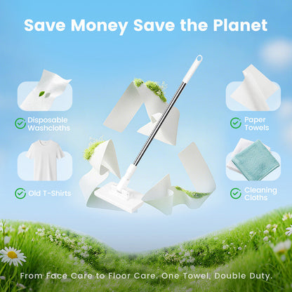 Turn old clothes into cleaning power with this eco-friendly disposable mop—reuse any cloth, reduce waste, and enjoy a cleaner home with a greener touch.
