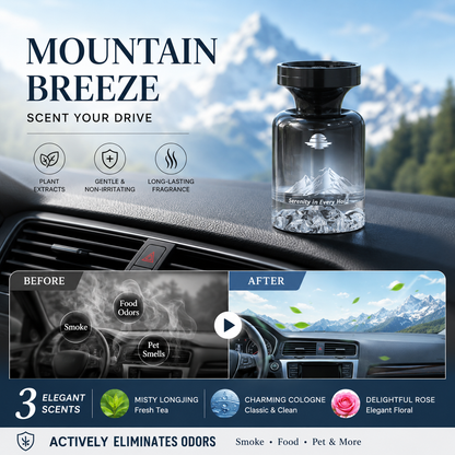 Bring the serenity of nature to every drive with long-lasting fragrance and effortless odour control- 110ml Long-Lasting Car Air Freshener – Natural plant extracts, eliminates smoke & pet odours. Weeks of freshness. Mountain design. Breath easy! 💨✨