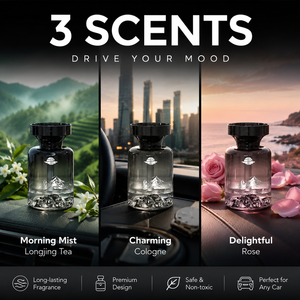 Bring the serenity of nature to every drive with long-lasting fragrance and effortless odour control- 110ml Long-Lasting Car Air Freshener – Natural plant extracts, eliminates smoke & pet odours. Weeks of freshness. Mountain design. Breath easy! 💨✨