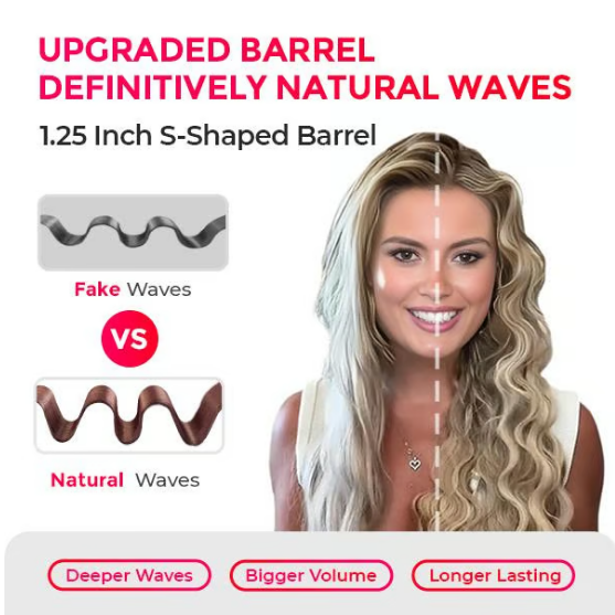 Wave Curling Iron, Fast Heating Adjustable Temperature, 1.6m Extension Cord, Suitable for Any Hairstyle Hair Type