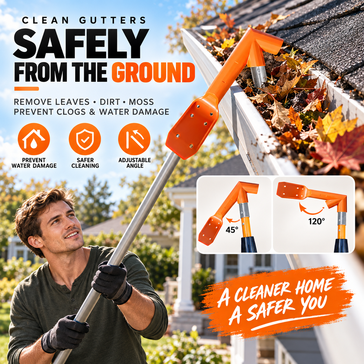 Effortless Gutter Cleaning – Reach Further, Clean Smarter, Stay Grounded